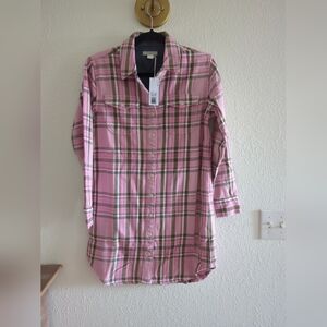 OUTERKNOWN Blanket Shirt Dress Women Org Cotton Pink Twill Long Sleeve Button